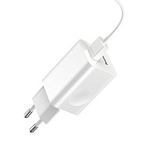 Зарядное устройство BASEUS BX02 Quick Charger USB, 3A, 24W, белый